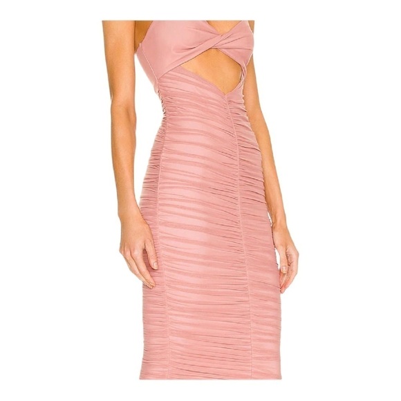 NWT MICHAEL COSTELLO x Revolve Davie Ruched Cutout Midi Dress Blush Pink XL - Picture 6 of 7